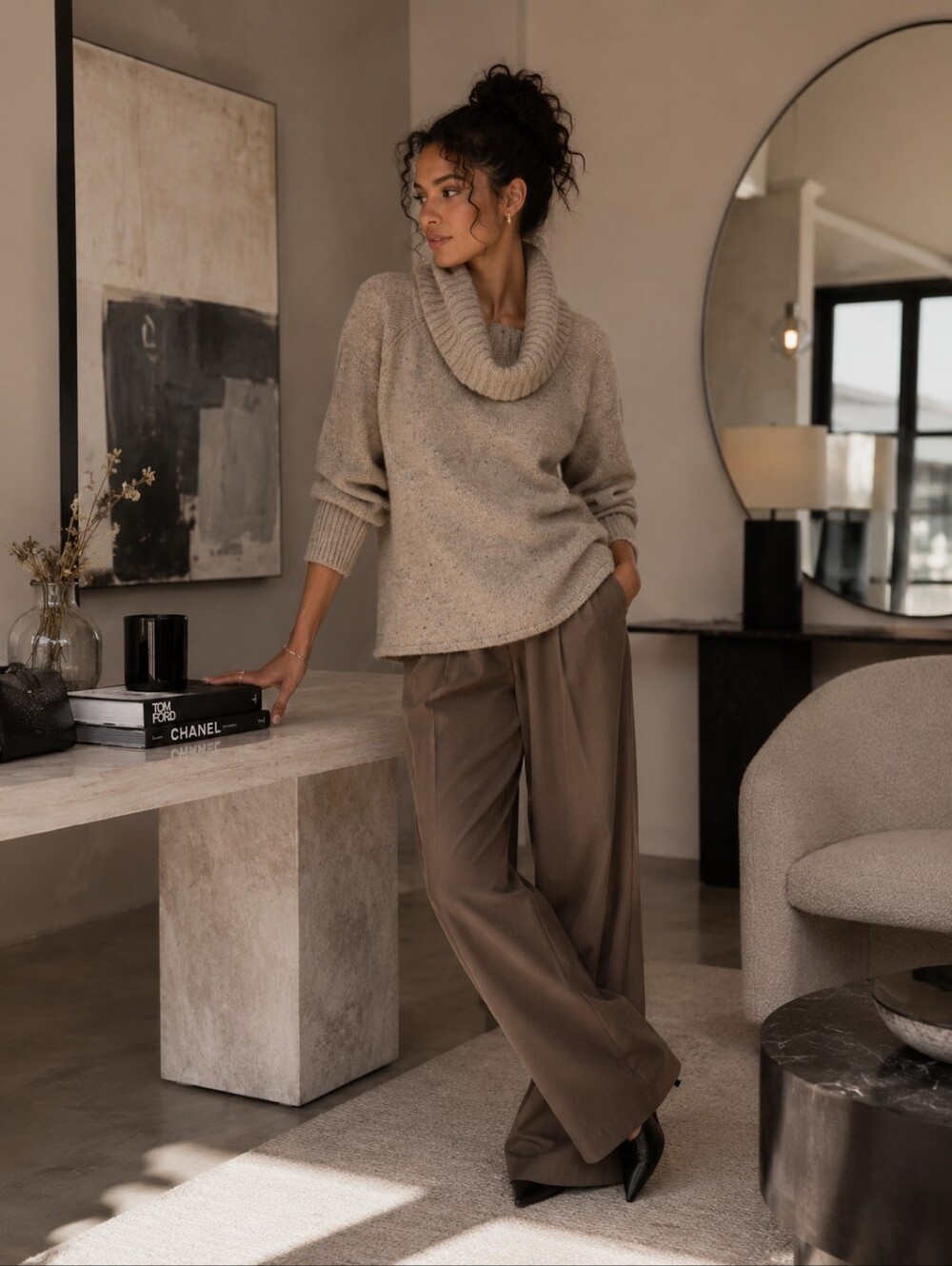 REBECCA MINKOFF New EXTRA FINE MERINO WOOL ALPACA Cowl Nk‎ ERID Sweater SMALL